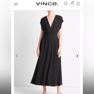 VINCE. Pintuck Cotton V-Neck Dress NEW!
